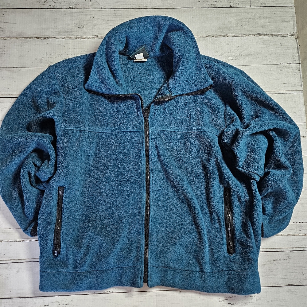 Vtg USA Cabelas Fleece Polartec Jacket Zippered Men's Size Large 90's Teal Green
